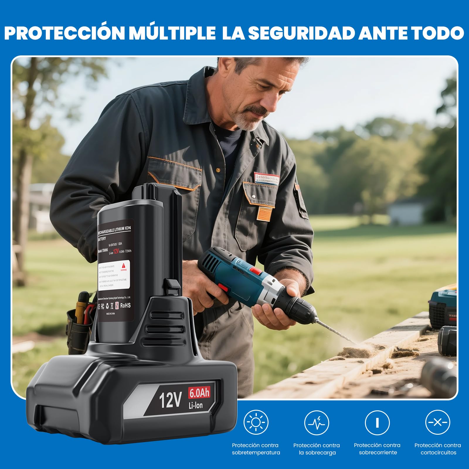 Batería de Repuesto para batería Bosch 12V: 6,0Ah Li-Ion batería Compatible BAT420 BAT411 BAT411A BAT412 BAT413 (2 Unidades)