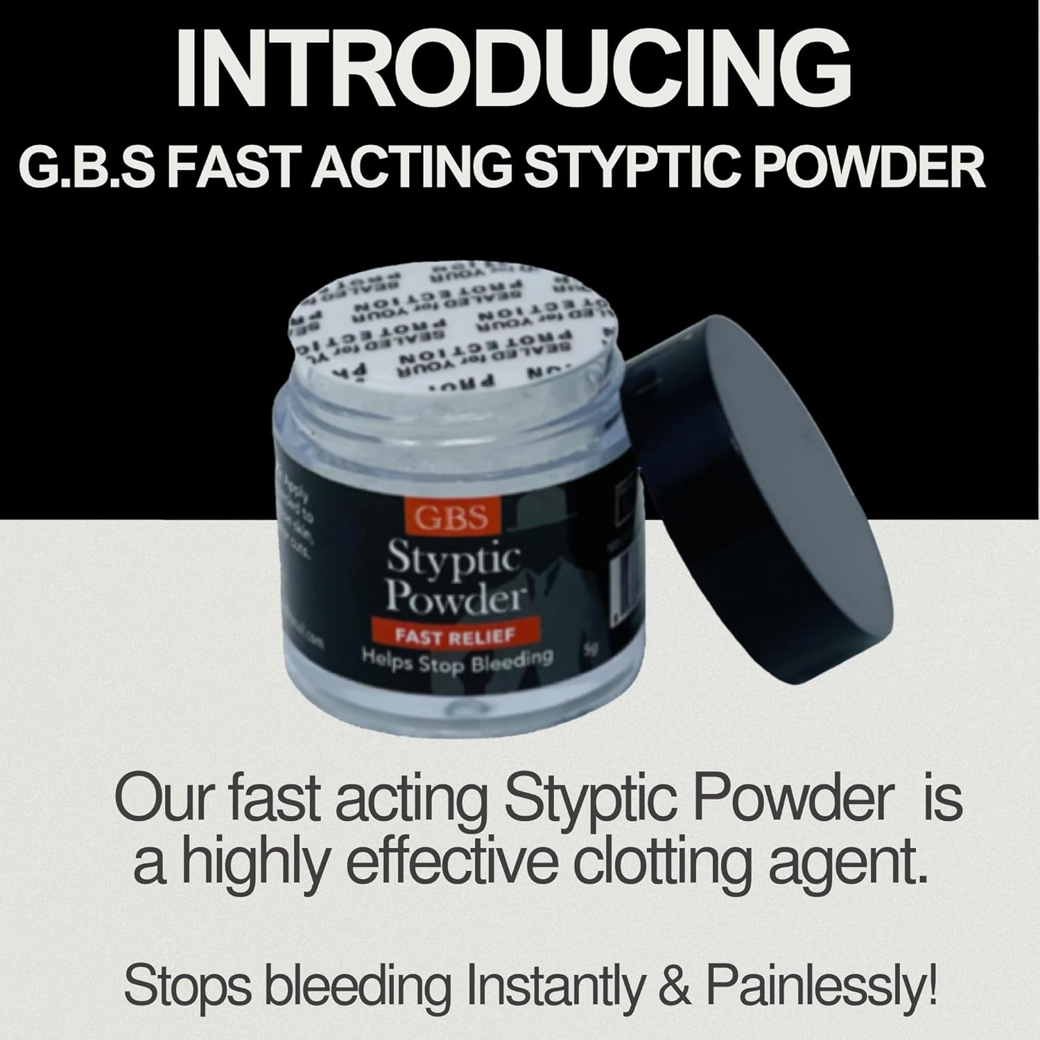 G.B.S Styptic Powder Vials with Sealed Top Stop Bleeding, First Aid Useful for Minor Cuts, Nosebleeds, Camping Safety Survival Kit (.18 oz) (12)
