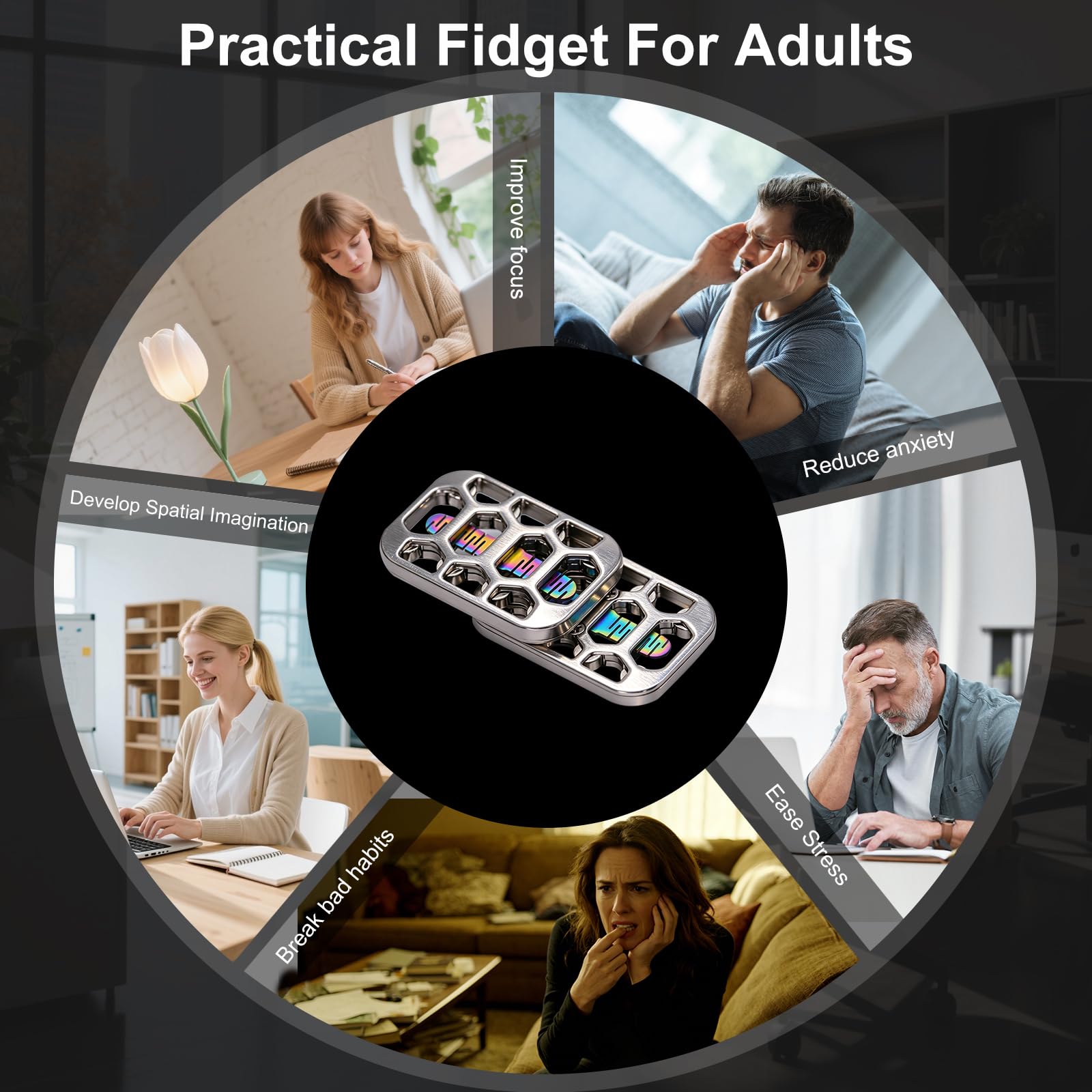 Fidget Slider para Adultos, Juguete Magnético Metálico,Slider Card ASMR, Gadget Táctil Antiestrés, Juguete para los Dedos Adecuado para el TDAH, para la Oficina, para Hombres y Mujeres