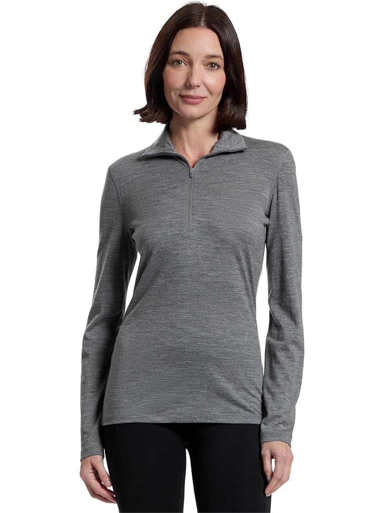 Gray Icebreaker Merino 200 Oasis Long Sleeve Half Zip