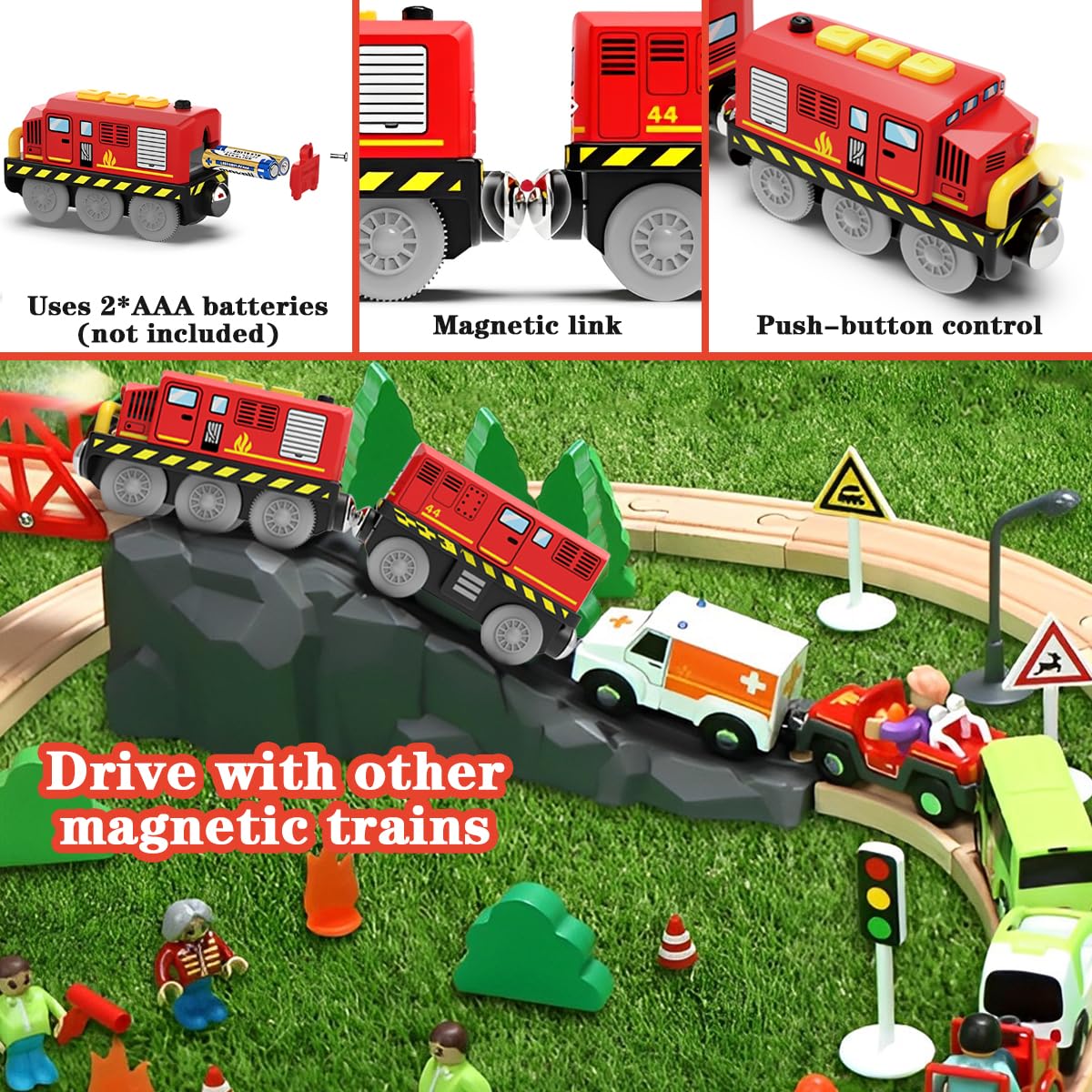 TRAIN ELECTRIQUE ENFANT, Train de Locomotives à Piles Connexion magnétique, V... EUR 37,29 - FR