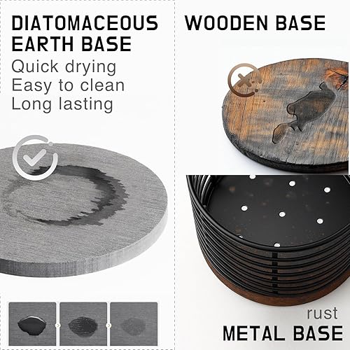 Miniatura 4 de Juego de 2 soportes para utensilios, soporte grande de metal para utensilios de cocina y cubiertos pequeños con base de piedra de diatomita, evita