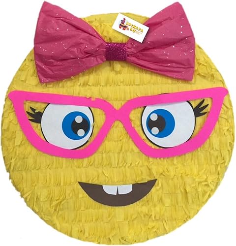 16 "amarillo Emoticon piñata Wigh Gafas y lazo rosa Smarty Pants Suministros Decoraciones