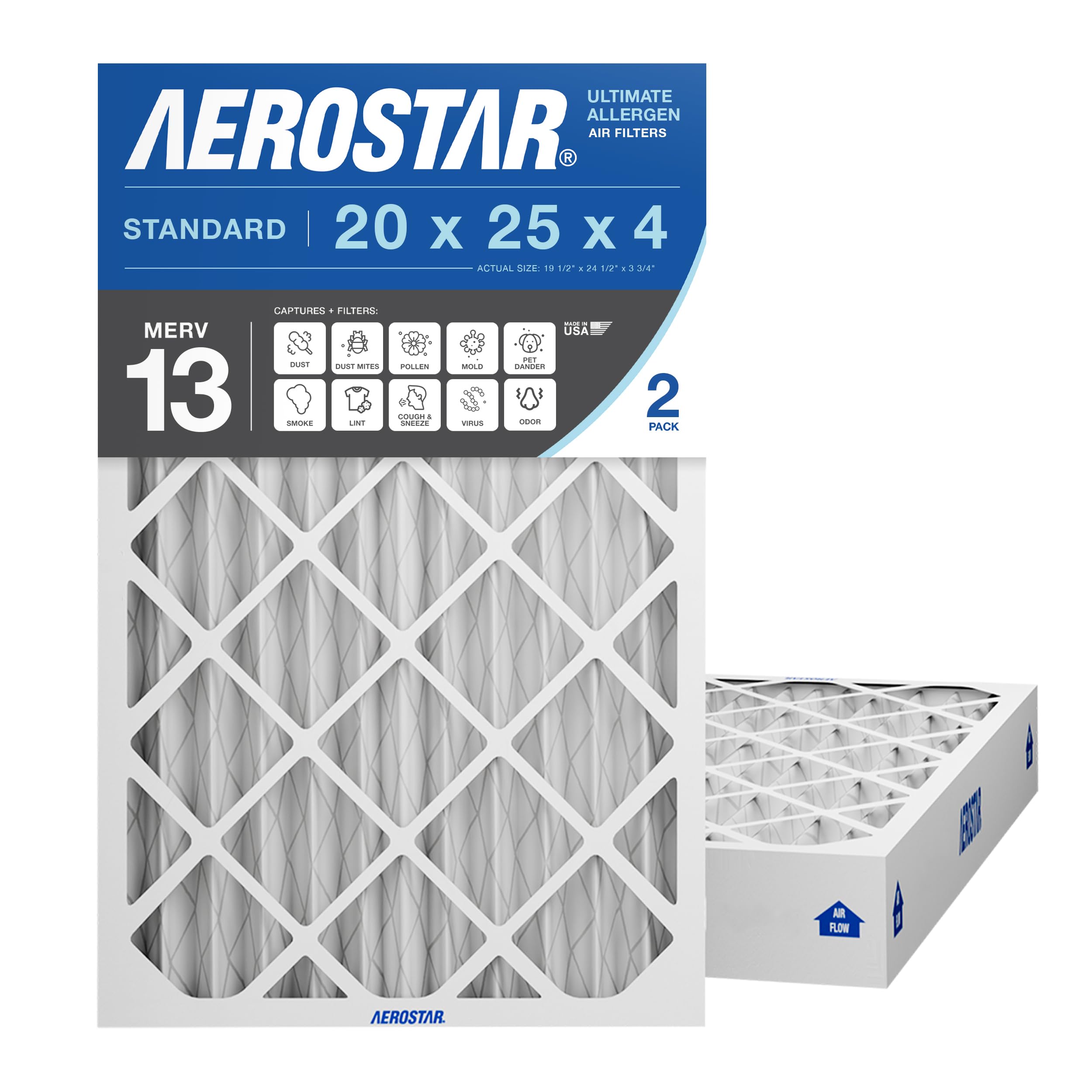 Aerostar MERV 8 Air Filters - 6 Pack -8 Aerostar MERV 8 Air Filters - 6 Pack -8