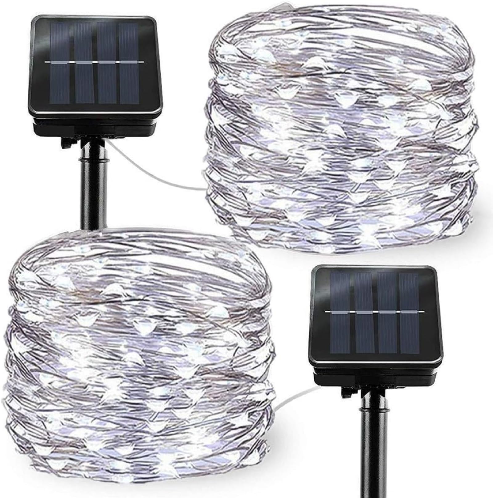 Solar Powered String Lights, 2 Pack Outdoor String Solar Garden Fairy Lights Waterproof 27ft 8 Modes 50 LED Copper Wire Decorative Lights for Garden Patio Yard Home Wedding Party (Cool White)