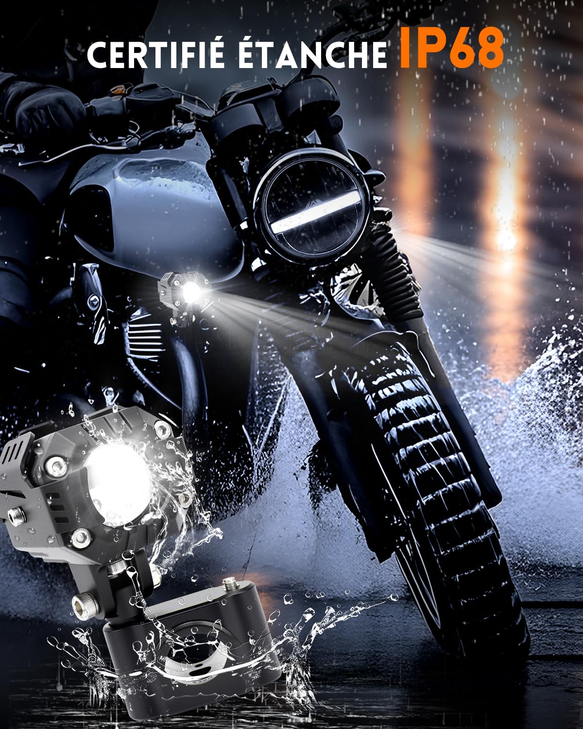 CO Light - Luces adicionales para moto antiniebla LED 20000LM Gen 2 faro de moto 7 modos estroboscópicos IP68 para conducción nocturna lluvia carretera montaña seguridad con kit haz y soportes de 18 a