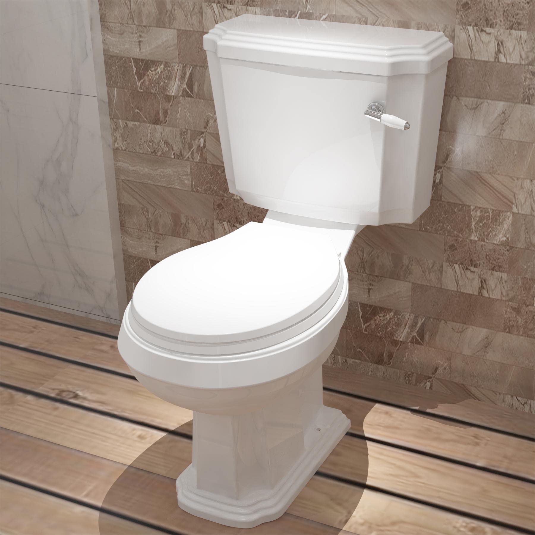 Huibathroom White Traditional Victorian Style Toilet Ceramic Close Coupled With Soft Close Seat Cistern Bathroom Wc…
