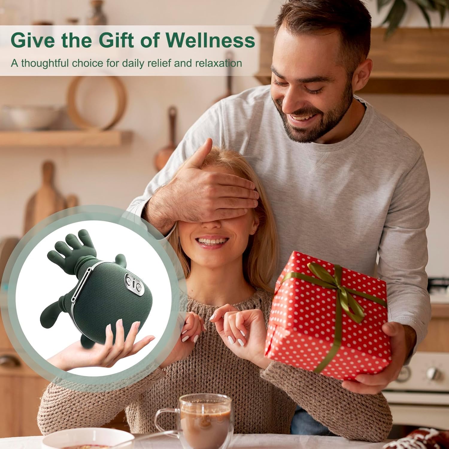 JINPRI Bionic Heated Neck & Back Massager | Wireless Portable Shiatsu Massager with Heat | Electric Deep Tissue 4D Kneading Massage | Simulated Human Hand Design for Pain Relief & Muscle Relaxation 4