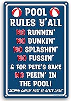 Vista 1 de Pool Rules Y'all - Cartel divertido de hojalata de 12 x 8 pulgadas