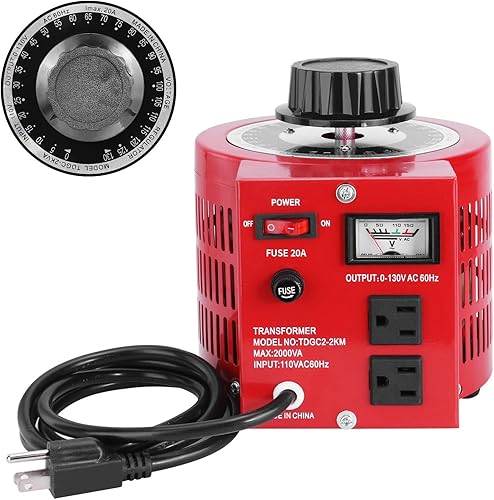 Fuente de alimentación auto del regulador de voltaje de CA del transformador variable de 20 amperios, 2000VA máximo, 0 130 voltios de salida