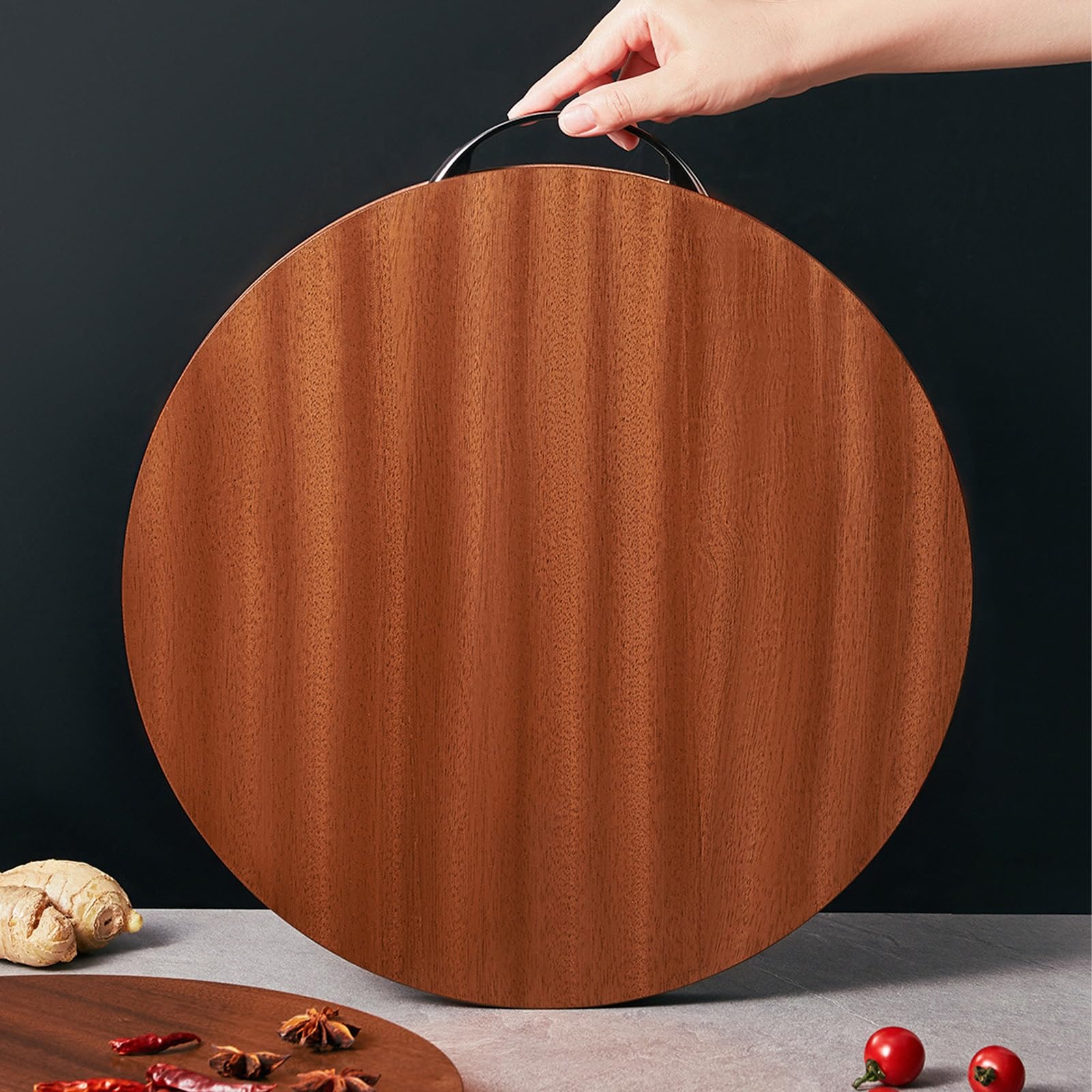 Tabla de Cortar Tablas de Cortar de Madera Maciza de ébano con Asas for Cocina, Cortar Carne, Pescado, Verduras, Frutas, Queso, Pan Cocina Camping