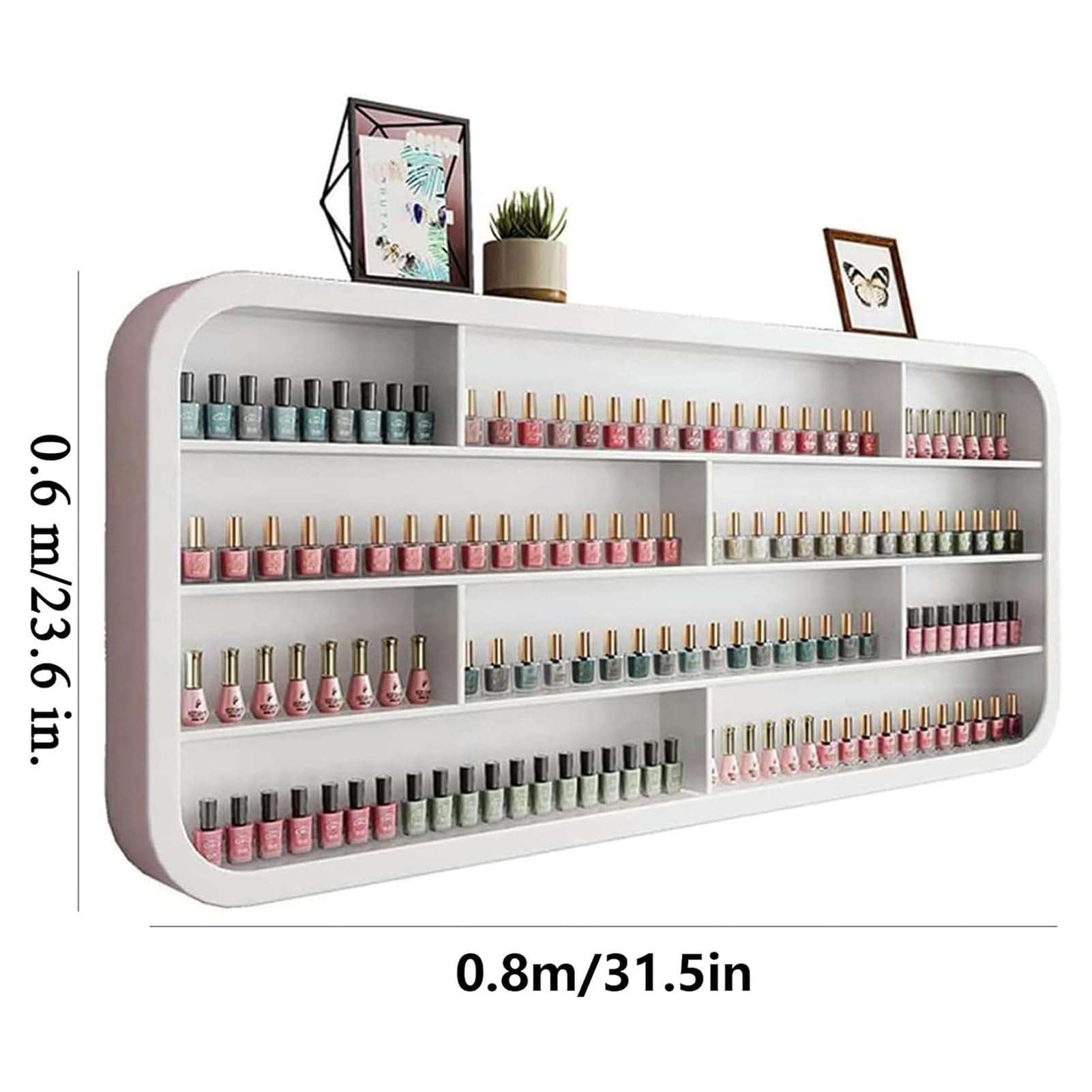 Estante de Pared Blanco para exhibición de esmaltes de uñas, Estante de Madera para Almacenamiento de esmaltes de uñas, Estante de Cuatro Niveles para exhibición de perfumes, Armario colgant