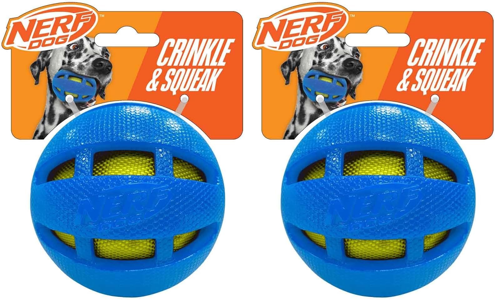 Pet Supplies : Nerf Dog 3.8in TPR Squeak and Crunch Ball – Blue