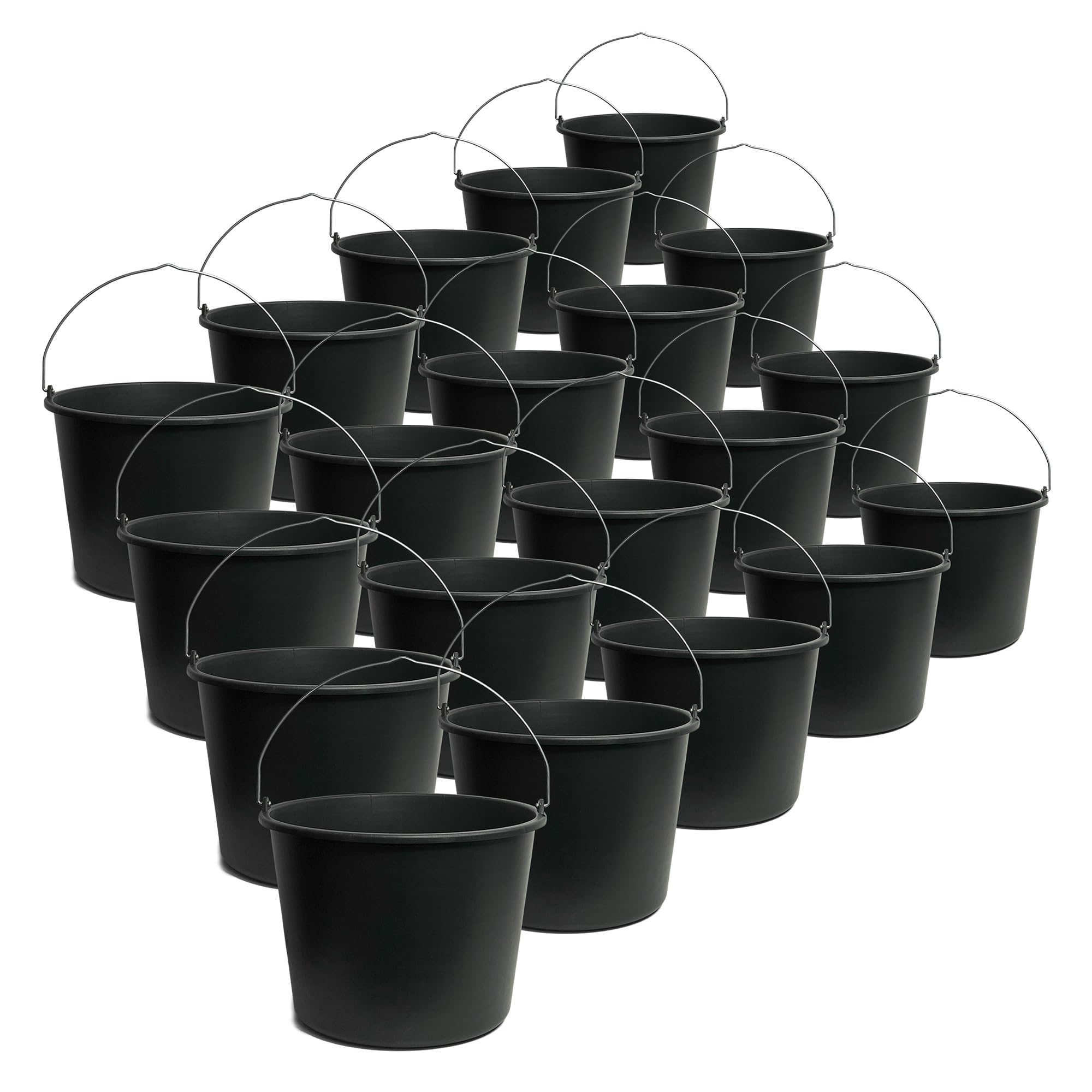 TAMS® Secchio da costruzione 5/12/20 l, secchio per malta e cemento, in plastica robusta, stabile per giardino, cantieri e agricoltura (a scelta come confezione da 5, 10 o 20) (20, 20 litri)