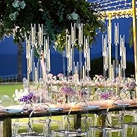 Vista 9 de 16 piezas de 8 brazos de candelabros de acrílico para centros de mesa, portavelas transparentes con pantalla para decoración de mesa, centro de mesa