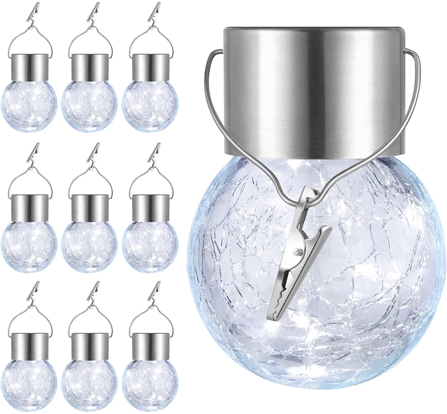 5 Pack Outdoor Hanging Solar Lights, Decorative Crackles, Solar Powered Earth Lights Outdoor Lighting Waterproof with Handles for Garden, Yard, Yard, Trees, Holiday Decorations