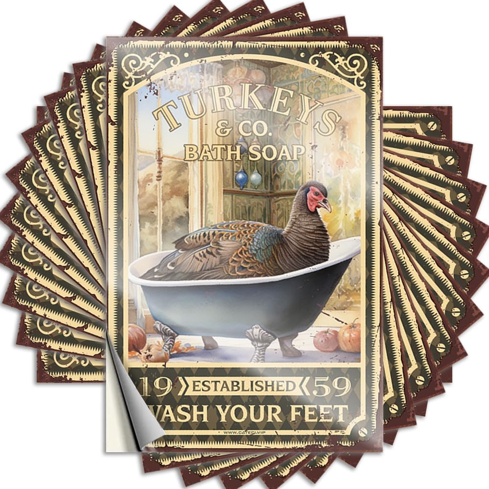 Cats, Decal Wall Turkeys Bath Soap Wash Your Paws | Billiard Rubber(8X12CM)