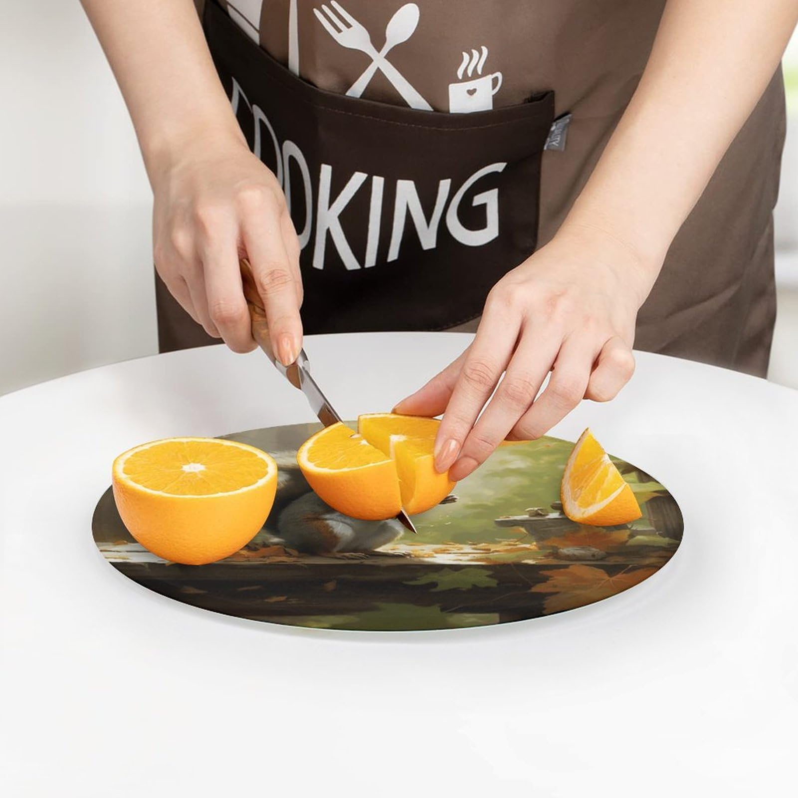 Tagliere rotondo con scoiattolo mangia noci, facile da pulire, taglieri per cucina di grandi dimensioni 7,9, taglieri essenziali da cucina, comodo per carne e verdure