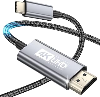 Cabo USB C a HDMI 2M, cabo tipo C para HDMI de alta velocidade 4K UHD (compatível com Thunderbolt 4/3), compatível com MacBook Pro/Air, iPad Pro, Galaxy S23/S22/S21