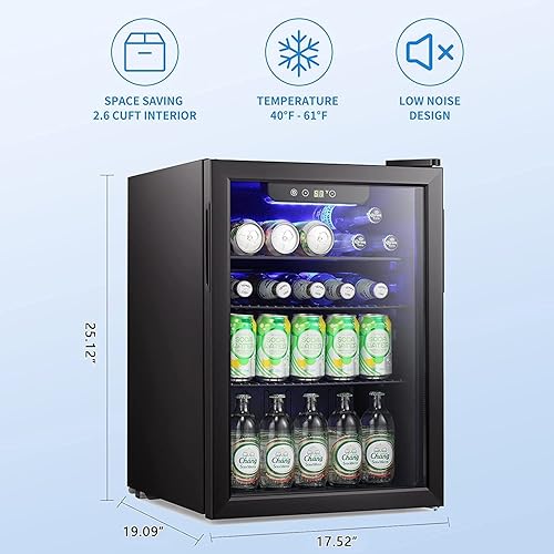 Miniatura 5 de Antarctic Star - Minirrefrigerador de bebidas con capacidad para 95 latas, enfriador de vino, puerta frontal transparente de vidrio, dispensador