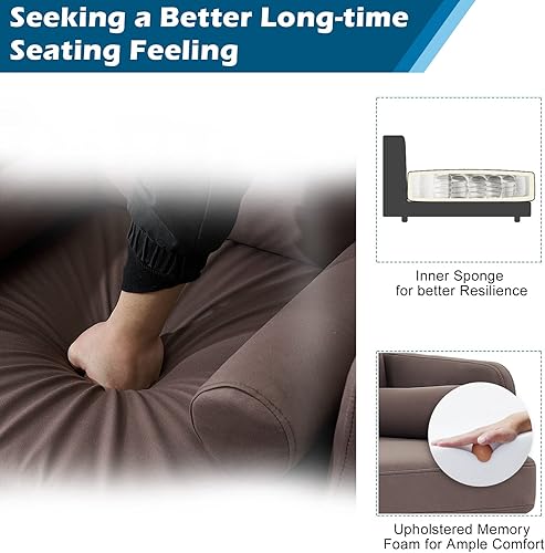 Miniatura 5 de VINGLI Juego de 2 sillas decorativas de microfibra, tapizadas y cómodas sillas de recepción, sofá individual con refuerzo para oficina, sala de