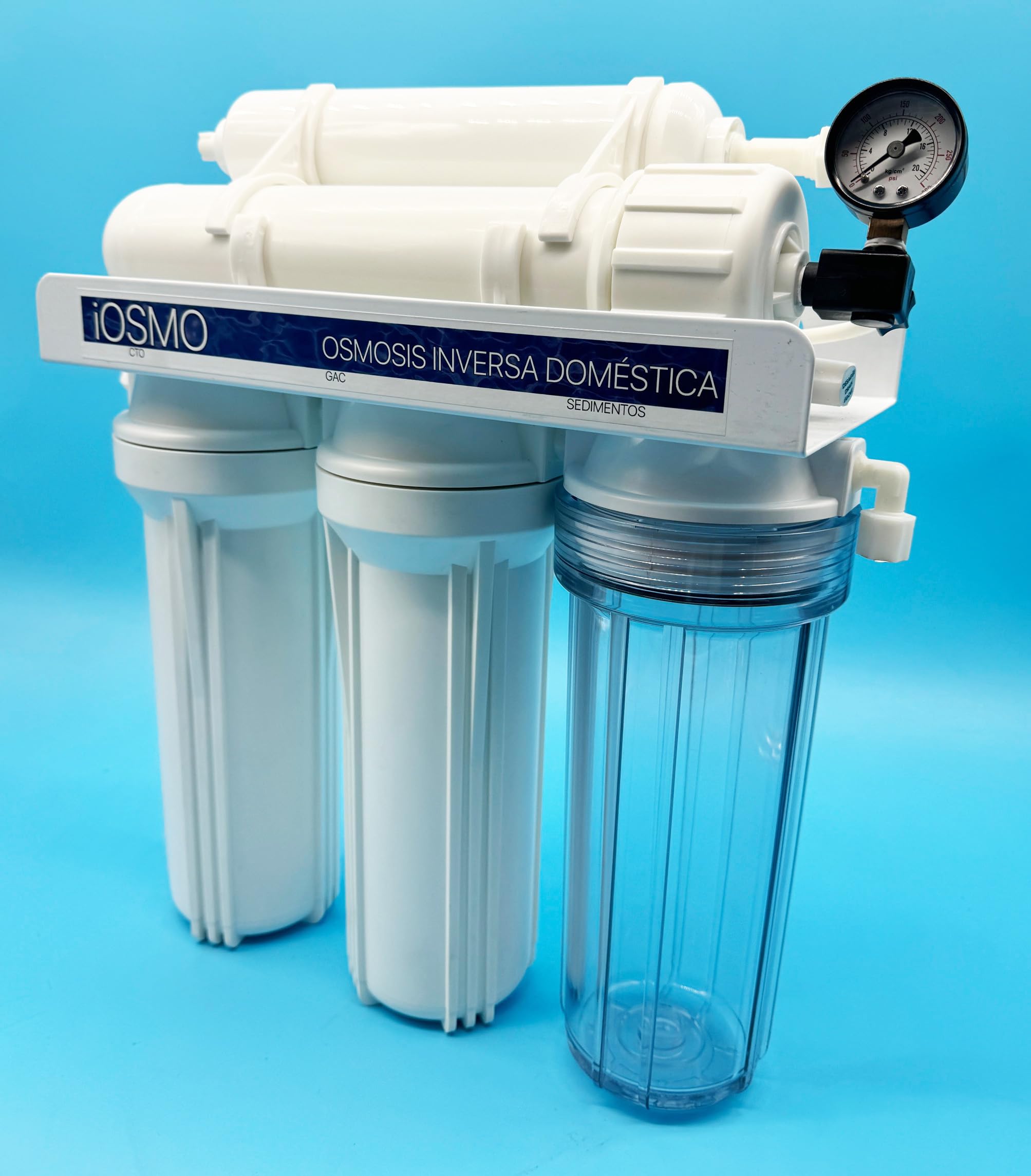 Equipo de Ósmosis Inversa Domestica iOSMO | Ósmosis Inversa 5 Etapas + 2 Recambio Filtros | Filtros y Membrana Universales | Diseño Exclusivo para iFONT (Fabricante: Hidro-Water S.L)