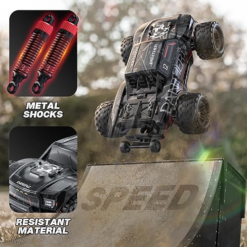 Miniatura 4 de DEERC Camión todoterreno 114 Fast Extreme de 70 kph 4 x 4, 7 modos de iluminación, control remoto con 2 baterías de iones de litio, camión eléctrico