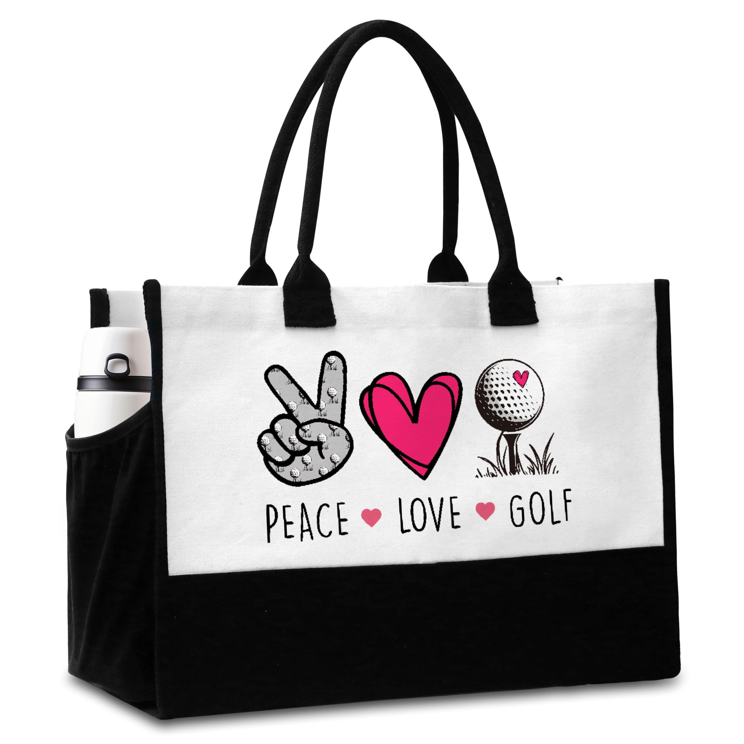 Peace Love Softball Tote Bag with Pockets for Women - A01-A08