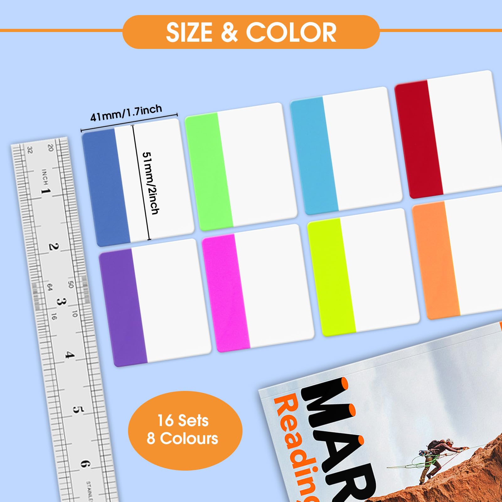 320 Pcs Page Markers Writable & Repositionable Coloured Tabs for Annotating Books 2 inch Sticky Index Notes Tabs Book Tabs for Pages Book Markers Document Flags - Image 2