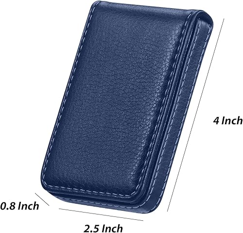 Miniatura 2 de Outus Tarjetero de 2 piezas, cartera para tarjetas de visita, piel sintética, tarjetero de bolsillo con cierre magnético, tarjetero para tarjetas de