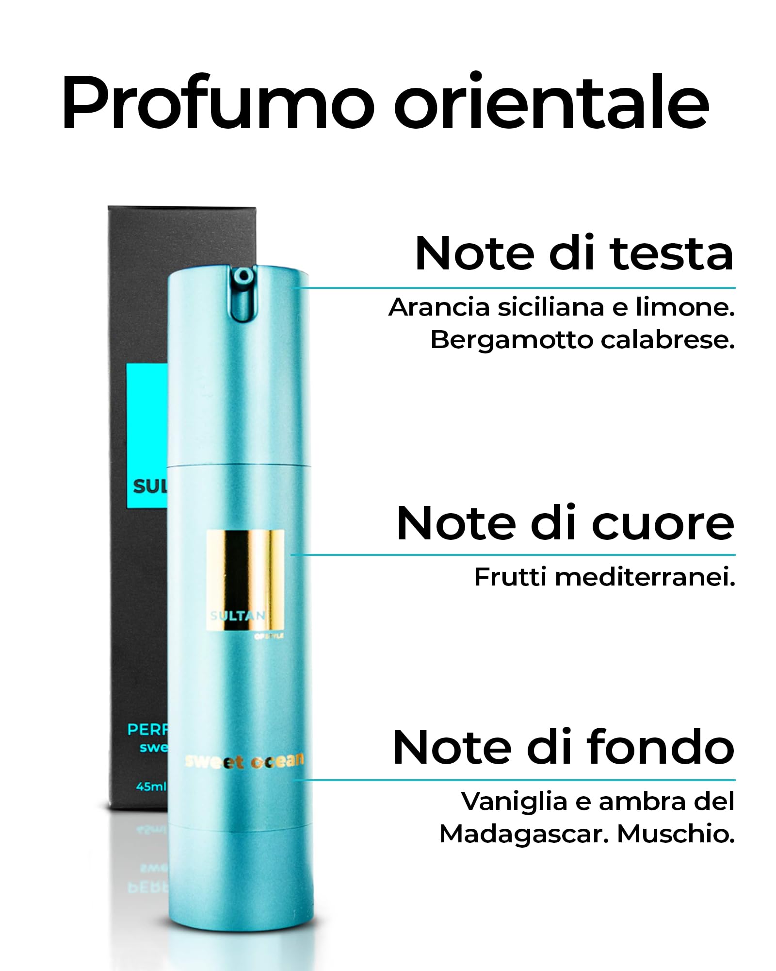 Sultan of Style Sweet Ocean Perfume d'olio Uomo I Profumo fresco e dolce I 100% senza alcool I Olio essenziali idratanti I Regalo da uomo I Profumo uomo