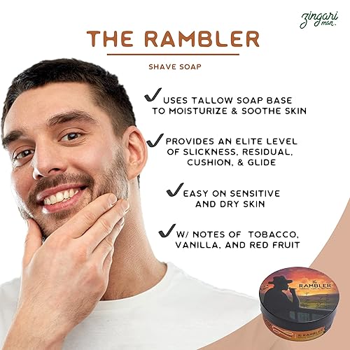 Miniatura 2 de Zingari Man - Jabón de afeitar The Rambler - Accesorios de aseo suave para hombres - Crema súper fuerte sin golpes y loción ajustada para la piel