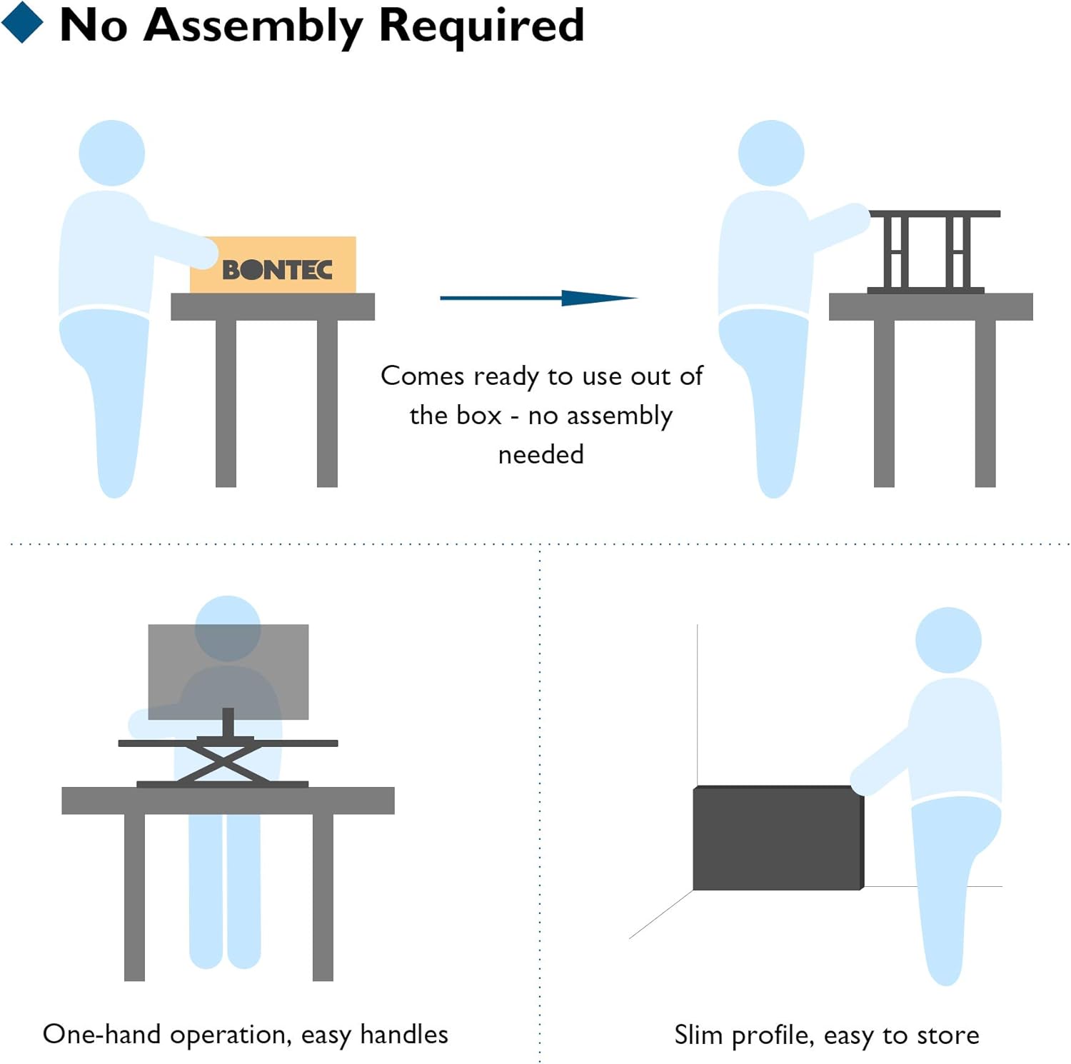 BONTEC Sit- Stand Desk Converter, Height Adjustable Super Sturdy Office Workstation with 65x47cm Platform, Ergonomic X-Frame Riser for PC Computer Screen, Keyboard, Laptop up to 17.6lbs : Office Products
