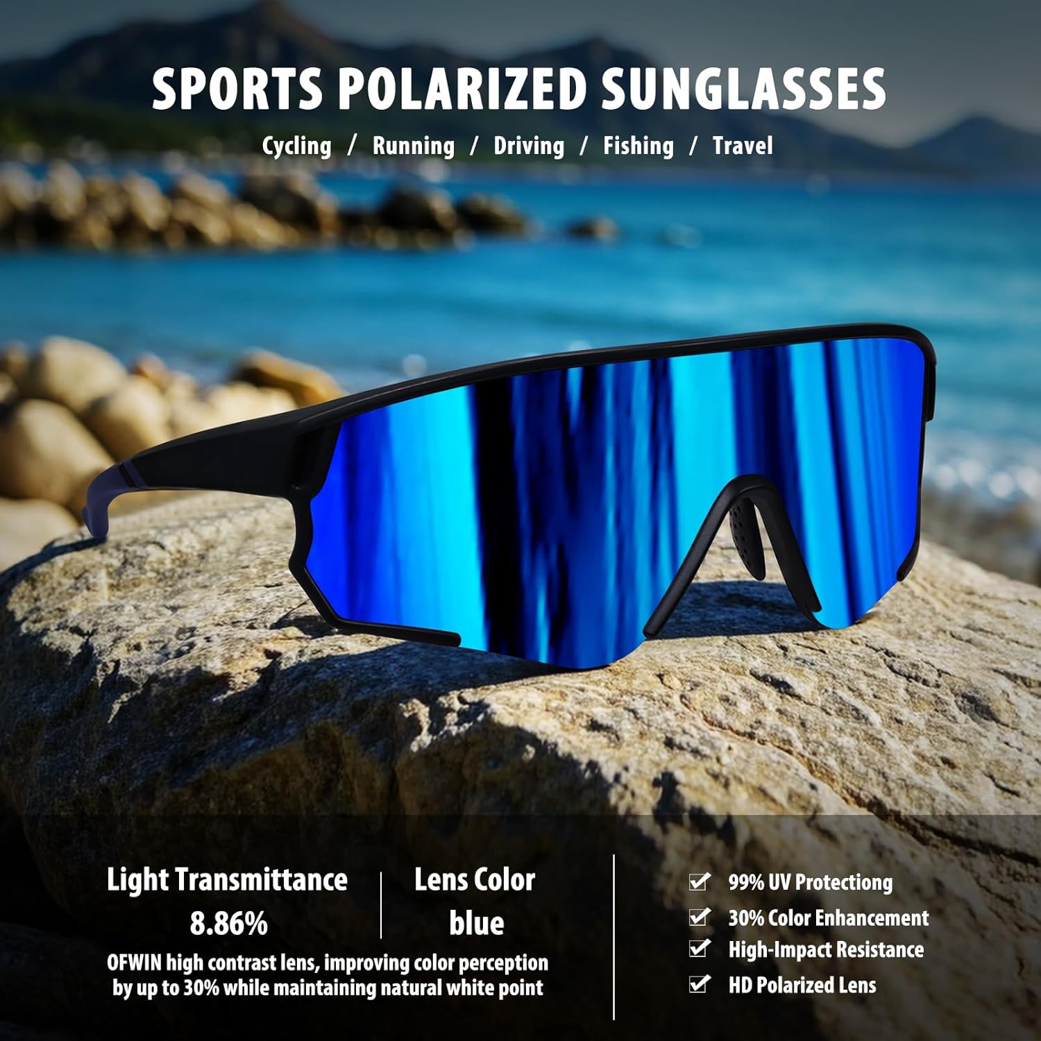 Polarized Sports Sunglasses for Men Women UV Protection Cycling Bike Running Wrap Around Sun Glasses - Image 5