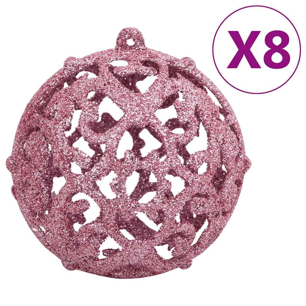111-teilige Weihnachtskugel Set Rosa Polystyrol 3 cm 4 cm 6 cm, mit Stern und Schneeflocke, Schlaufe zum Aufhängen, für Baum und Winterdeko, Schmuck