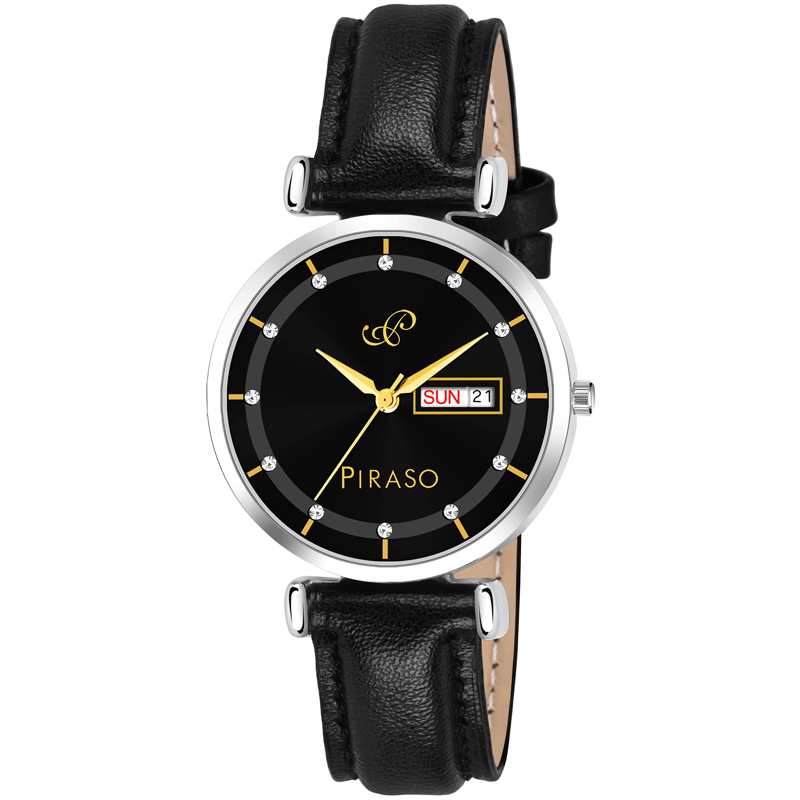 PIRASO Silver Black Dial & Black Strap with Day&Date Display Working Watch for Women&Girl Analog Watch - for Women (B0BJVF6945) Amazon Price History, Amazon Price Tracker