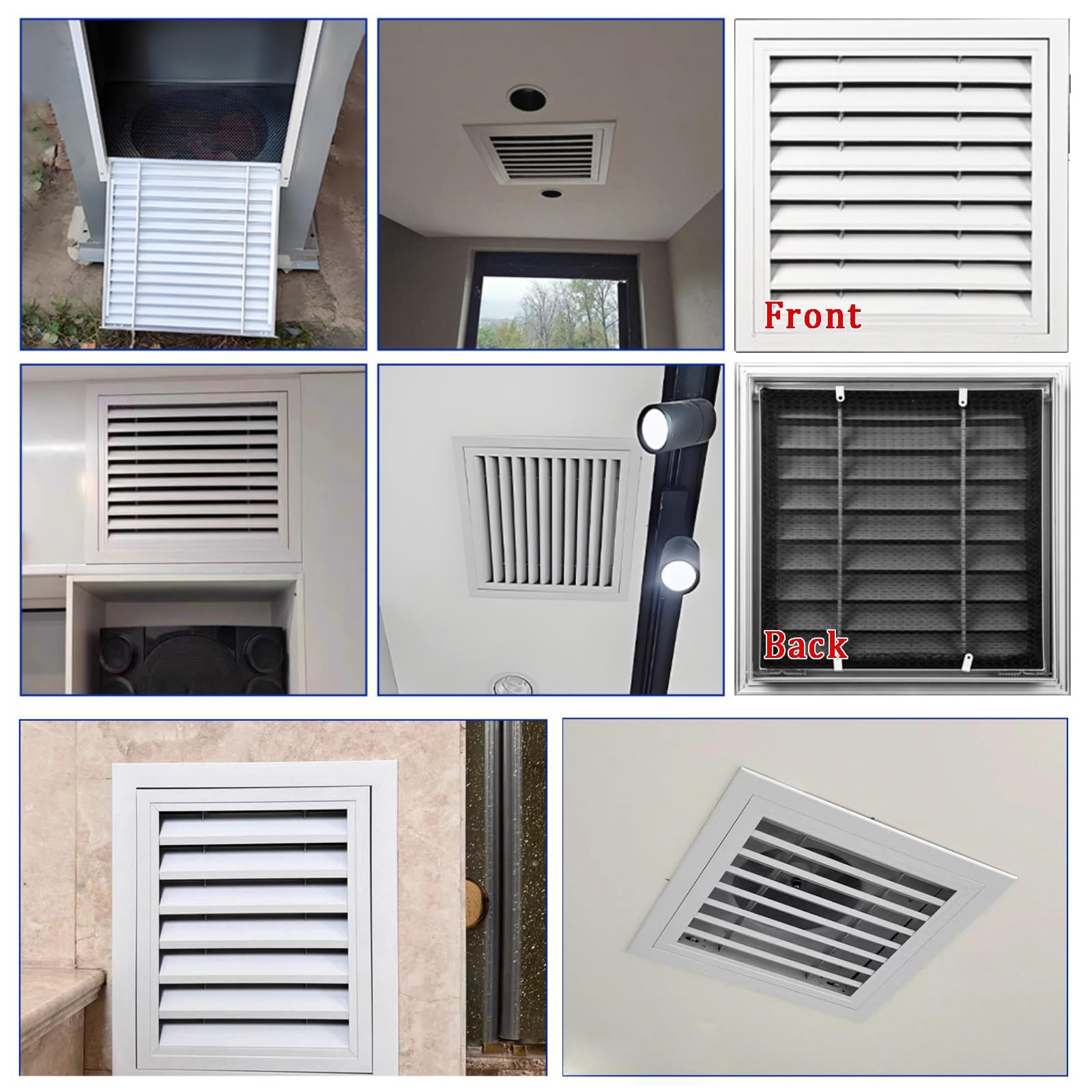Pannello di Accesso in Alluminio con Copertura per sfiato, griglia Antipolvere per Prese d'Aria di Ritorno a Parete e soffitto, Filtro a Rete, sportello di ispezione in Metallo Resistente PE