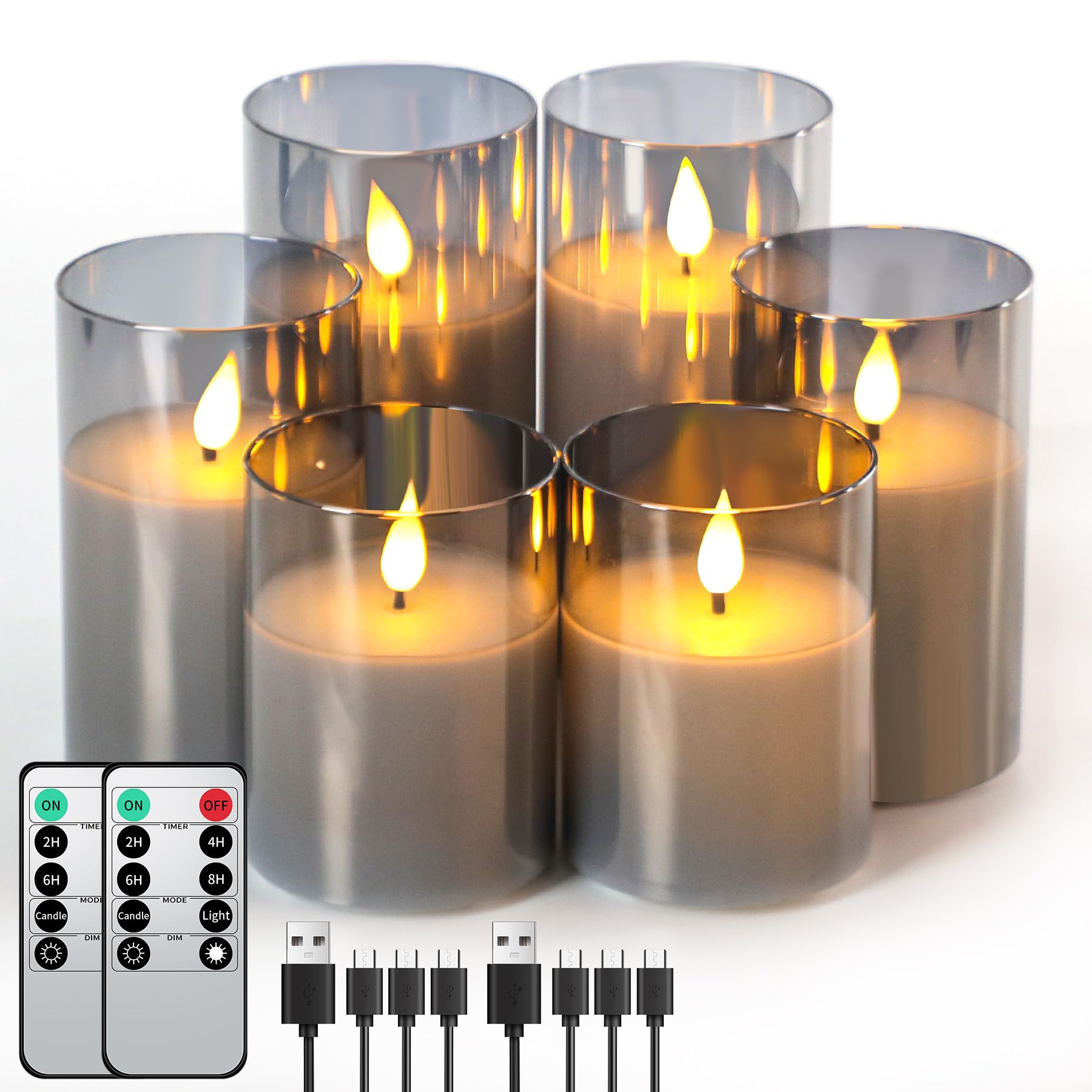 6 Candele LED Ricaricabili In Vetro Dorato - Con Timer E Telecomando, Dimmerabili, Senza Fiamma, Per Decorazioni (10/12.5/15cm) - Foto 10