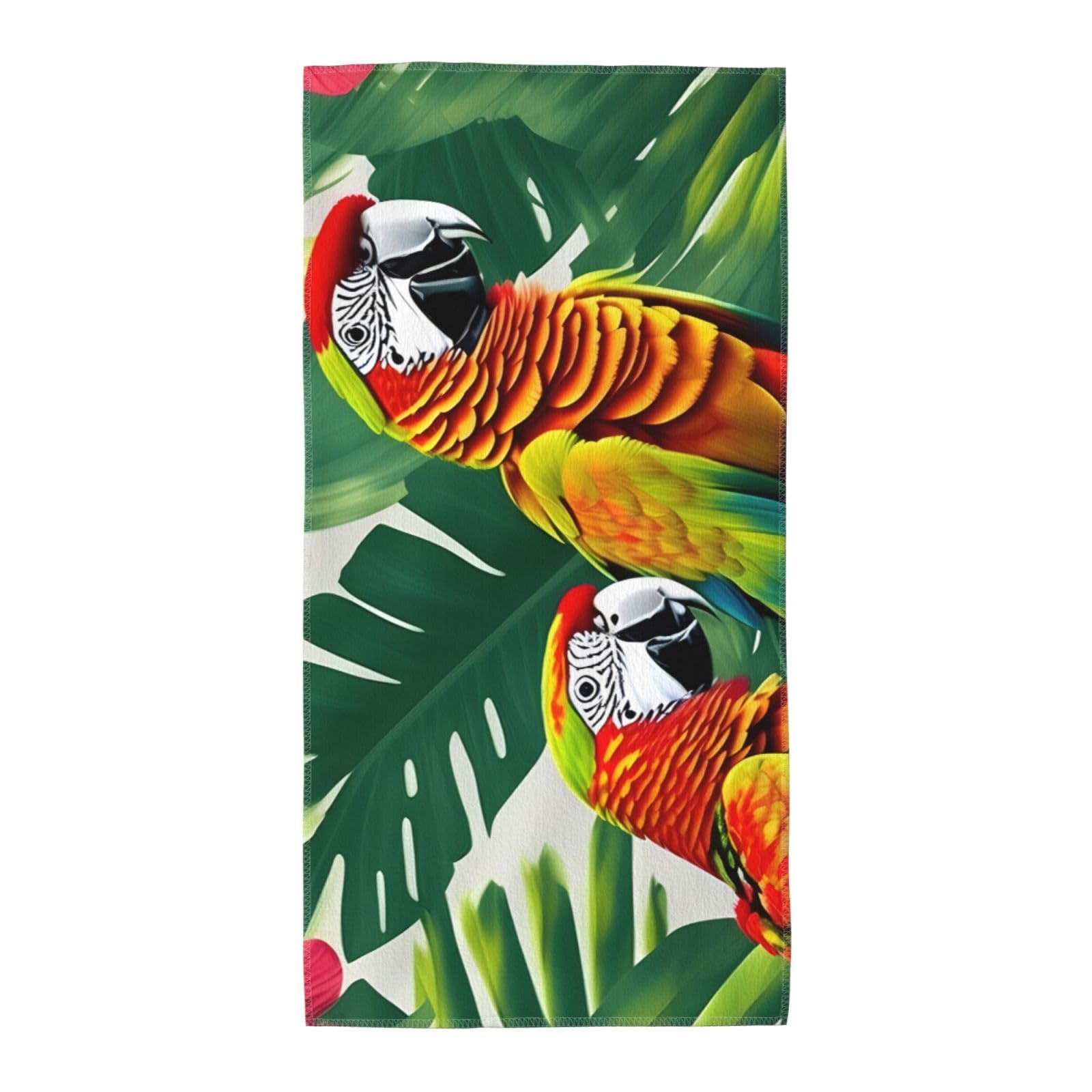 Oazcvbnn Unisex Black Tropical Flower Leaf Parrot Print Extra Long Beach Towel Soft Comfortable Quick-Dry Gym Hiking Picnics Swimming