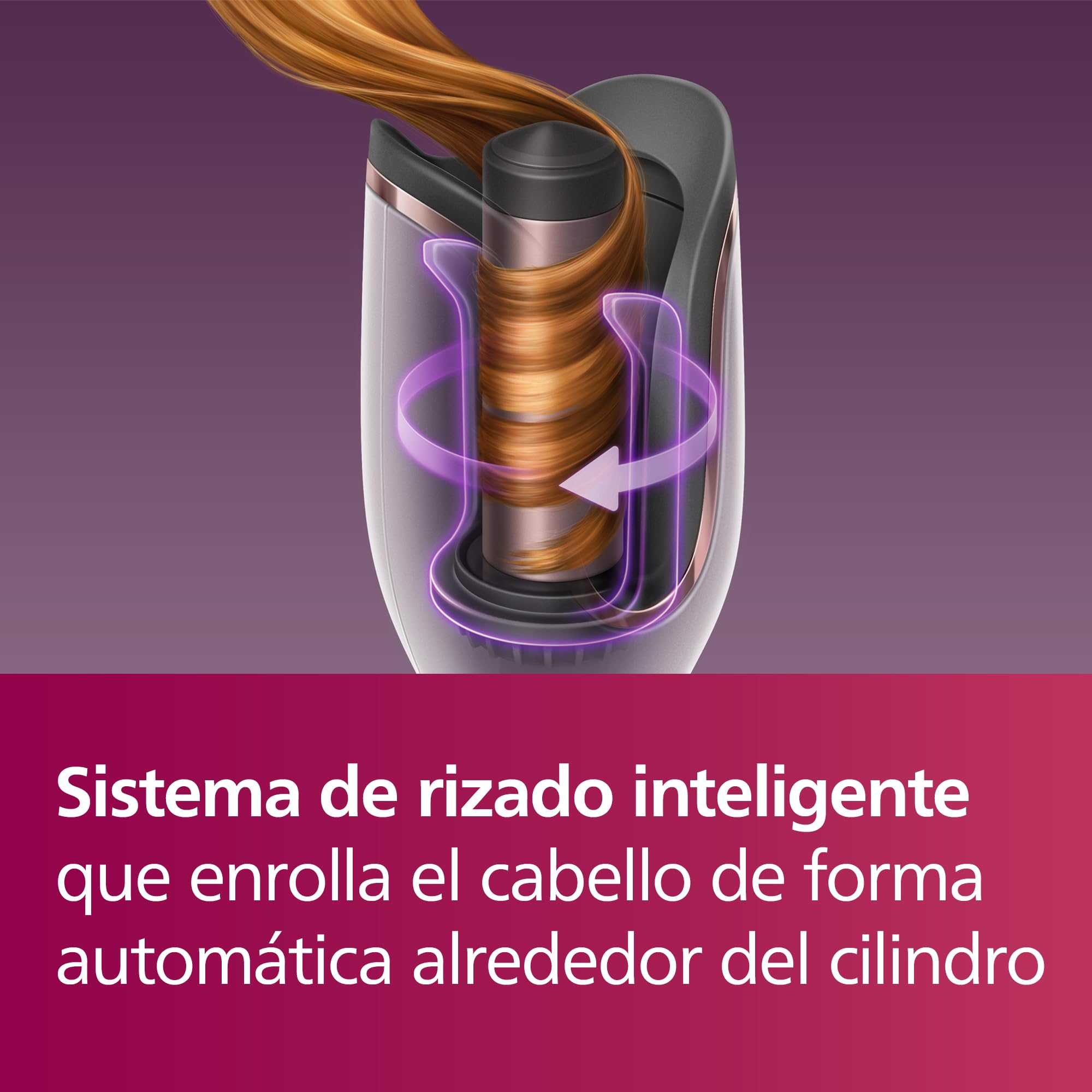 Philips Rizador de Pelo Automatico, con Tecnologia Moisture Protect, Iones, Placas Ceramicas con Keratina, 27 opciones de rizado, BHB878/00, Blanco