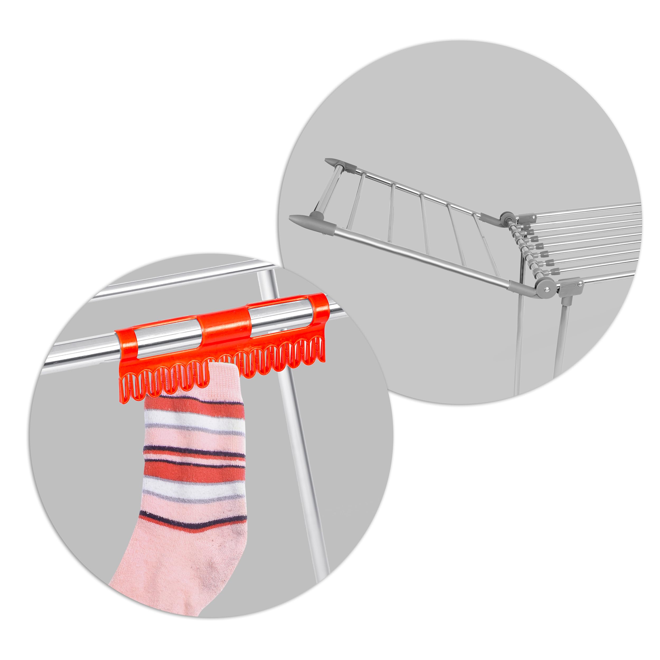 Wäscheständer XXL Rostfrei Outdoor Ausziehbar Teleskopisch Wäscheflügeltrockner Wäschetrockner Ständer Stabil Mit Rutschfesten Füßen Große Trockenfläche 27 M Lydia 190-260 x 60 x 117 cm