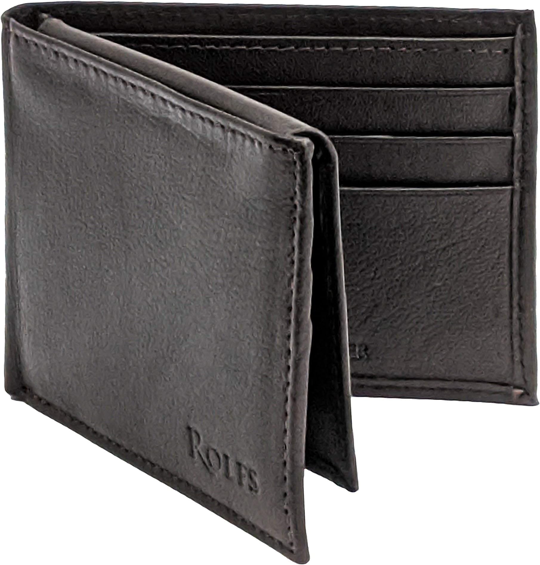 Rolfs Bifold Wallet for Mens, RFID Blocking Genuine Leather Black Men Wallet, 4.25 x 3.25 Inch Slim, Compact and Lightweight, Credit Card Holder for Men with Gift Box