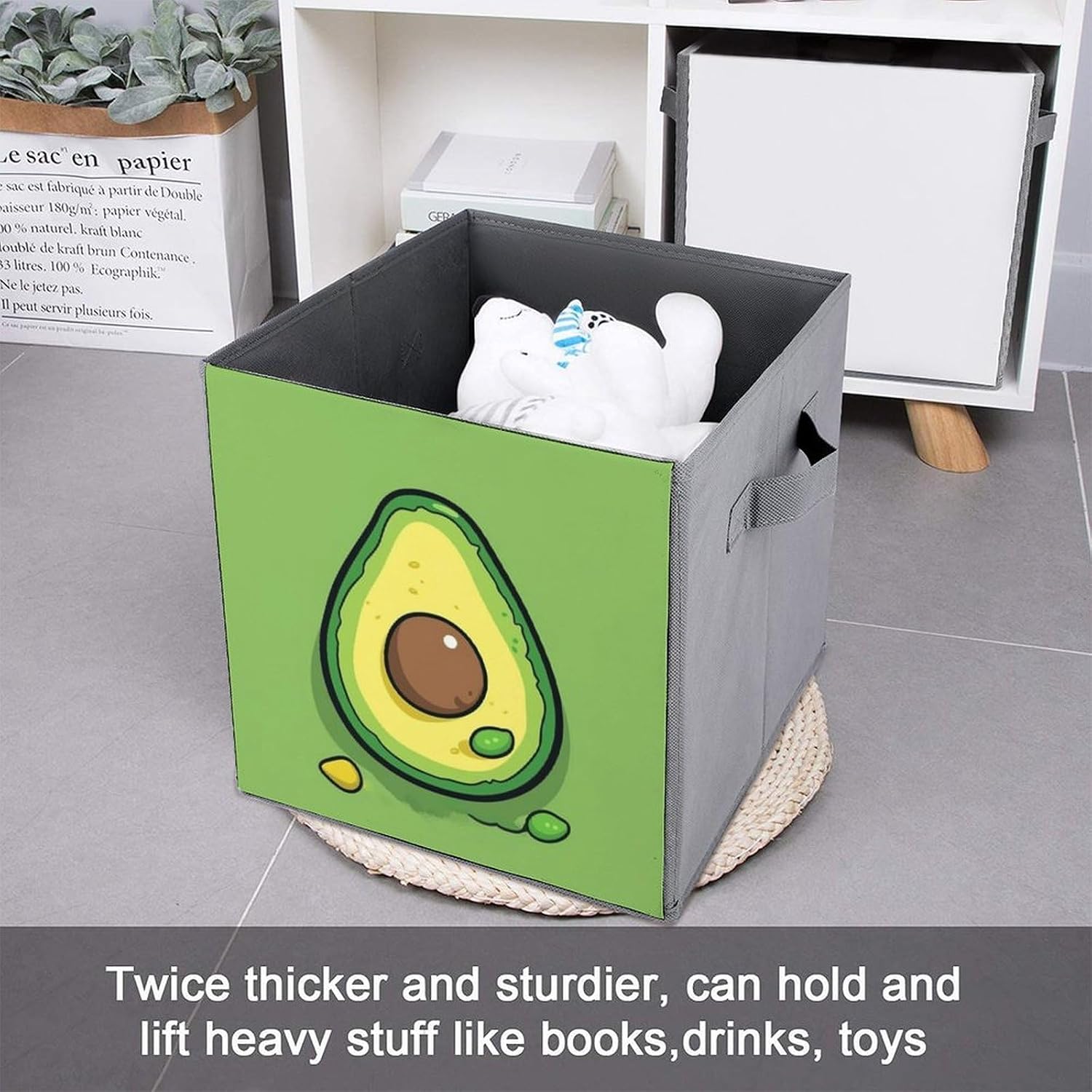 Folding Storage Bins Oxford Fabric Clothes Storage Boxes with Handles | Green Plate Cube Organizer, Easy to Store, Multi Functional Cube Storage Organizer for Office Bedroom