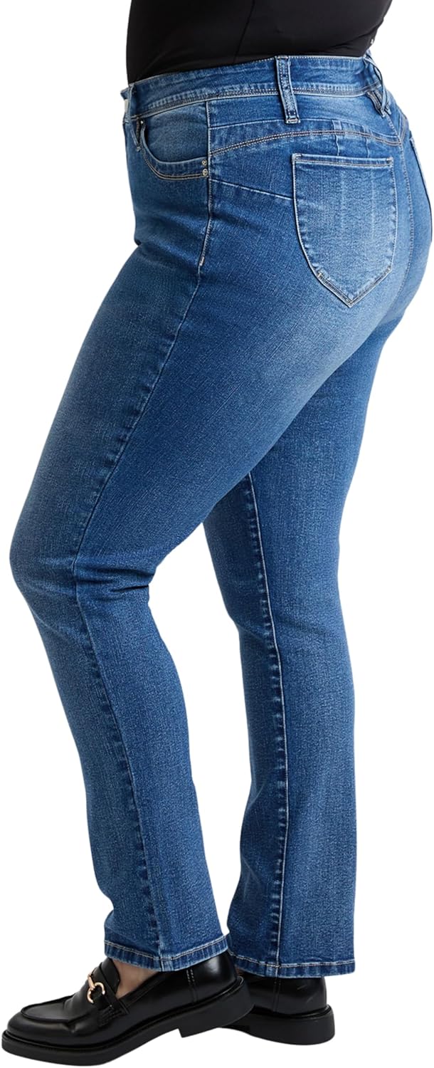 Royalty For Me Womens Women's Plus High Rise Curve Confidence Wannabettabutt Straight Leg Jeans, Xp024175 - Image 2