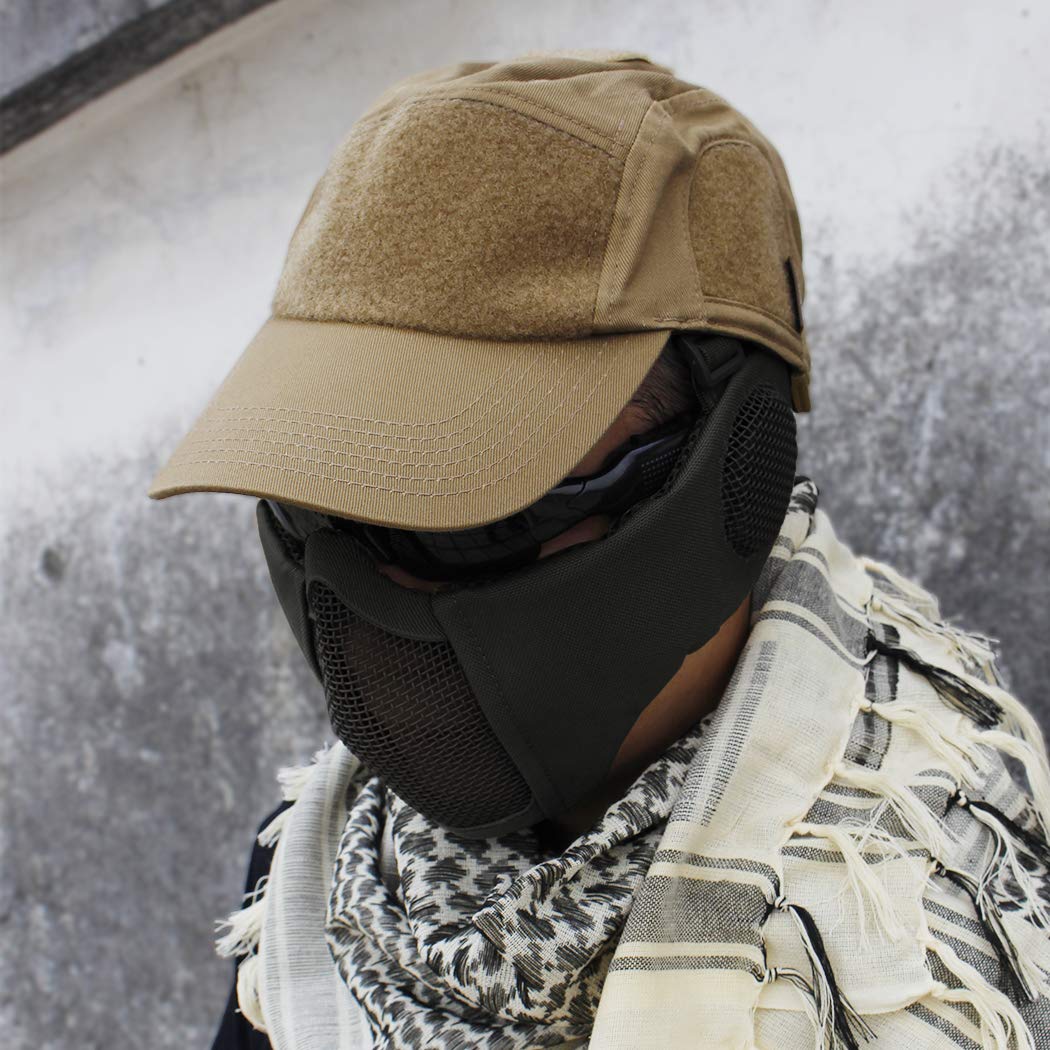IDOGEAR JAY Airsoft Half Face Mask – Mesh Paintball Mask, Adjustable, Fast Helmet Compatible