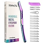 ZOMCHI Dermaplane Razor for Women Face, Premium Facial Razor & Eyebrow Razor, Dermaplaning Tool with Metal Handle, Removes Peach Fuzz, Exfoliates Skin, 11 Blades (Rainbow)