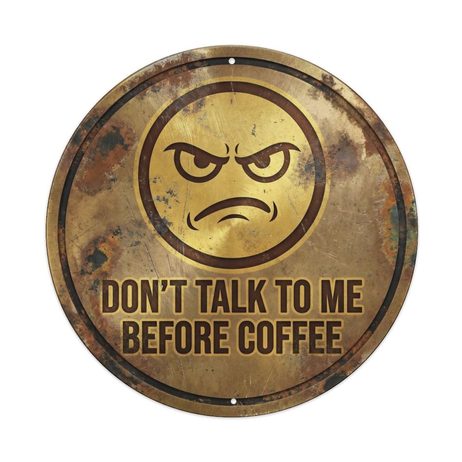 Cmhok Vintage Style Dont Talk To Me Before Coffee Nostalgic Kitchen Ornament Retro Slogans Metal Tin Sign Plaque Wall Decor For Cafe, Club, Garden Round Metal Poster 8X8inch