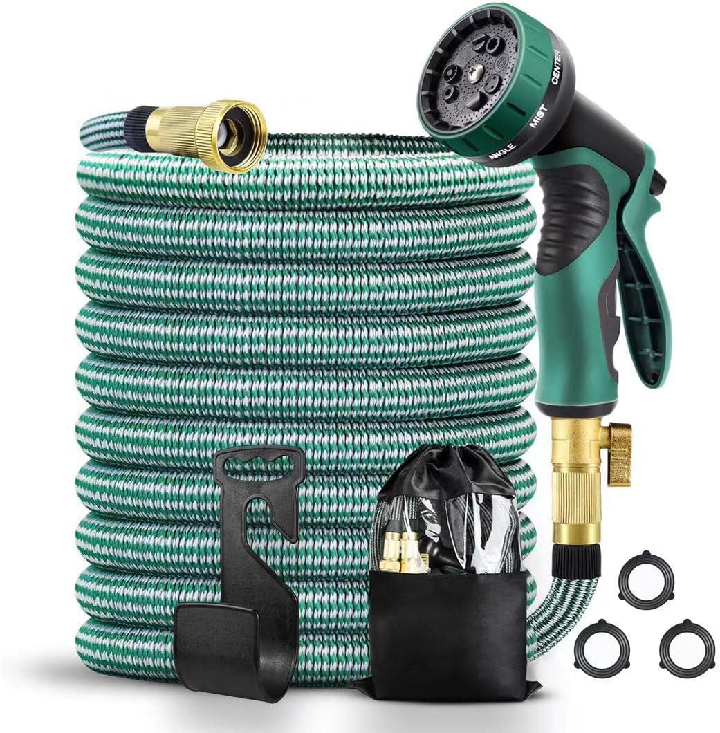 Arabest Garden Hose 50ft Metal Garden Collapsible Hose Nozzle,Leakproof Lightweight Expandable Garden Water Hose with 3/4” Solid Brass Fittings,High Pressure Pistol Grip Sprayer for Watering