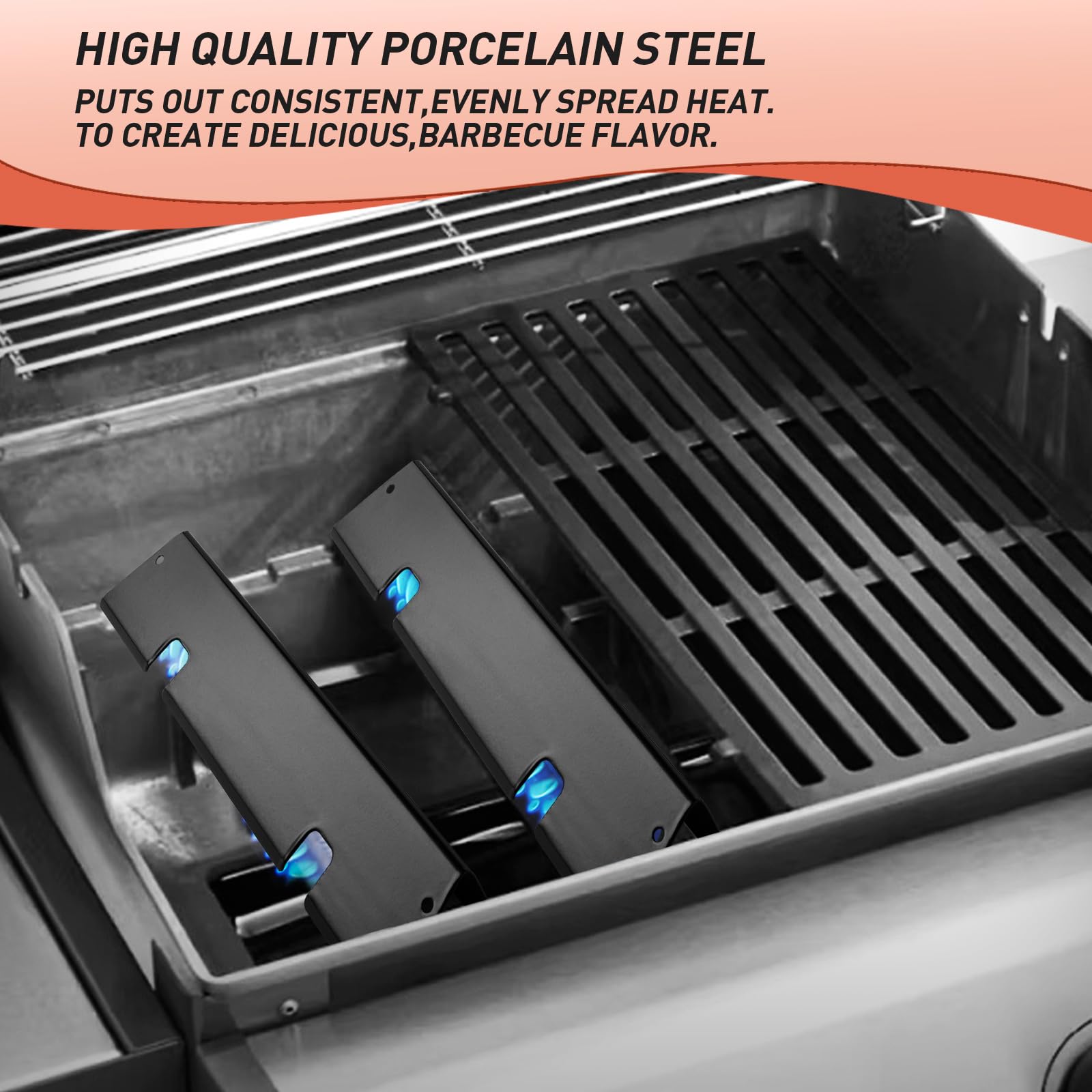 Barras aromatizantes 7635 mejoradas para Weber Spirit GS4 I y II 200, piezas de repuesto para parrilla Spirit E/S-200 210 220, piezas de parrilla de placa de calor esmaltada de porcelana de 15.3