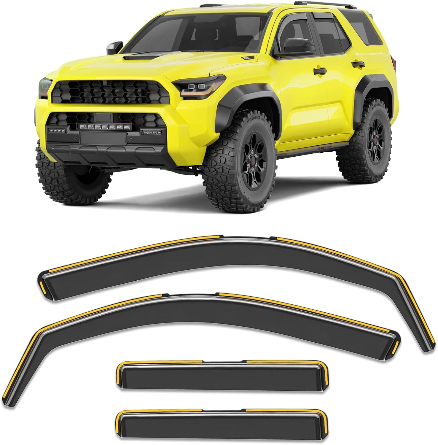 in-Channel Window Rain Guard for Toyota 4Runner 2025-2026 Rain Guards 4 Runner Side Window Visors Low Profile Vent Visor Window Deflectors Vent Shades Car Accessories